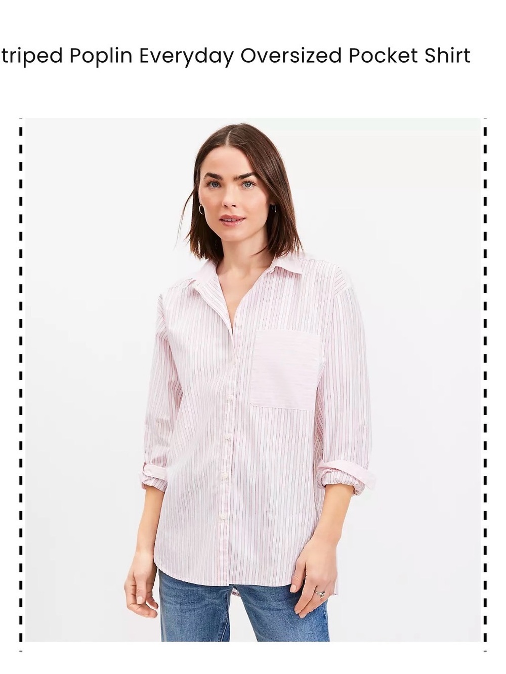LOFT Pink & White Striped Button-Down Shirt